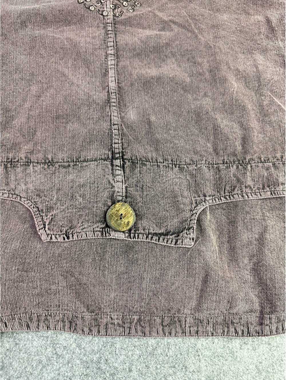 Vintage Style Embroidered Corduroy Jacket with Button Detail - Picture 12 of 15